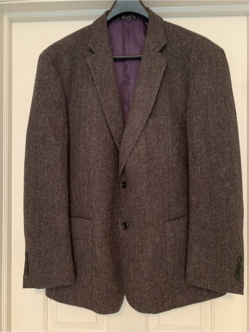 Men's Herringbone Wool Blazer - grey